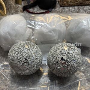 Silver Mosaic Glass Decorative Spheres - Home Accents